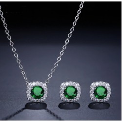 Monemel Green Swarovski Necklace Earring Set